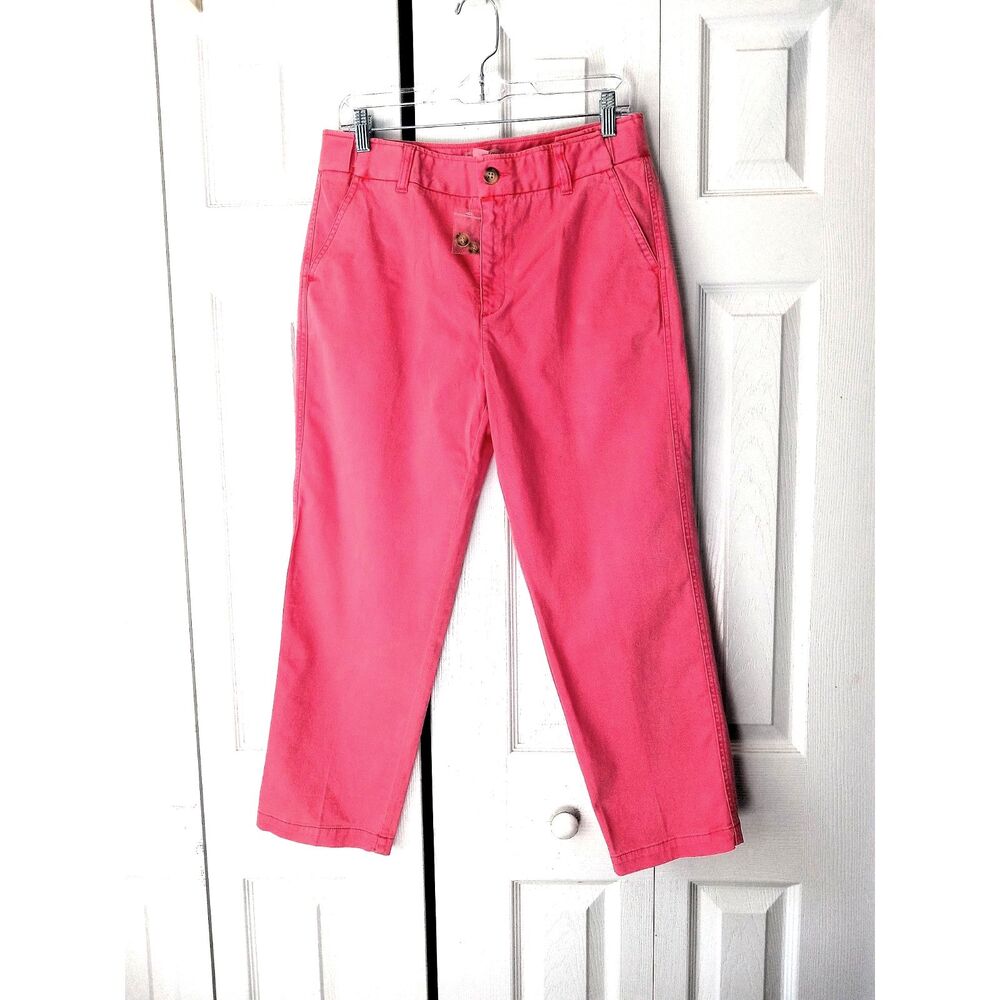 Coldwater Creek Size 8 Hidden Stretch-Waist Cropped Pant Pink Salmon Watermelon